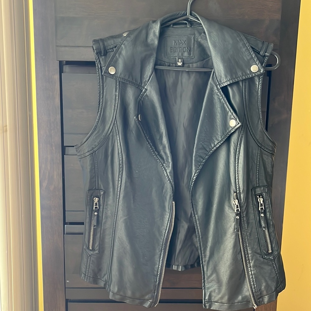 Faux leather vest